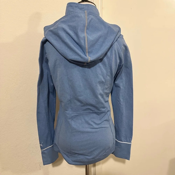 Puma Pilates Athletic Hoodie with Sleeves Teal Blue Jacket XS - Picture 6 of 6